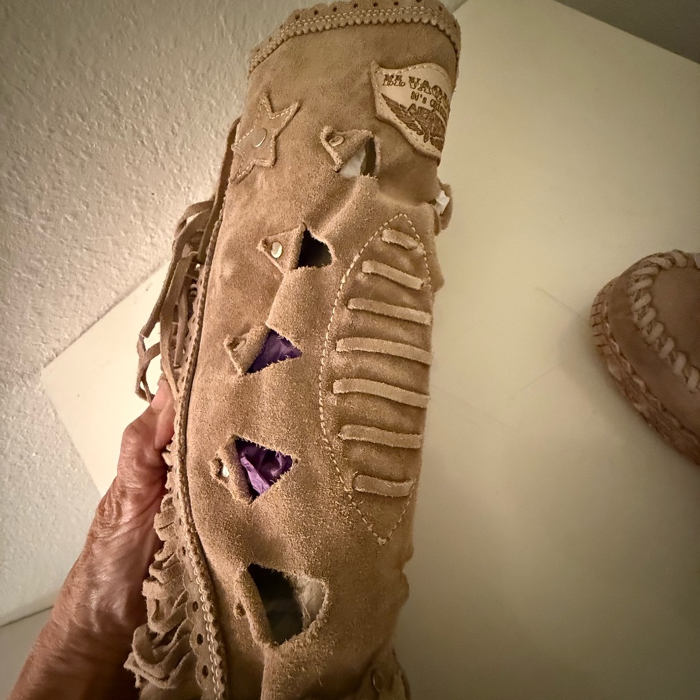 El Vaquero Italy  NWB Drifter mid height version Fringed Suede Mocassin boots - Picture 5 of 14